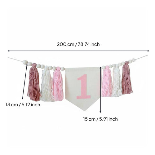 Wooden Bead Tassel Banner Photo Prop Party Supply Handmade for Infants