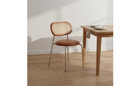 Easy to Match Rattan Dining Chair Rustic Rattan Back Chair Vintage Dining Seat for Guesthouse, Restaurant, Cafe