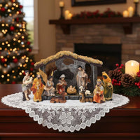 Christmas Nativity Ornament Textured Jesus Manger Scene Boxed