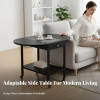 With casters Rolling Side Table Multi-Functional Foldable Wooden Trolley Space-Saving Indoor Furniture Vintage design for Apartment Dwellers, Entertainers, Living Room, Small Spaces, Bedroom, Kitchen