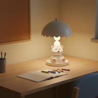 White Bear Table Lamp Press Control Kids Table Lamp Rechargeable for Bedroom