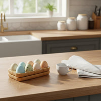 Wooden Egg Tray Natural Wood Wooden Egg Rack Rustic Design for Breakfast Table
