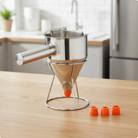 Stainless Steel Batter Funnel Easy to Control Stream Stainless Steel Batter Dispenser Precision Pouring Funnel Cake Dispenser for Bakery, Restaurant