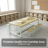 Colorful Kindergarten Table and Chair Set Multiple Colors Available Primary School Art Desk and Stool Versatile Modular Training Class Table