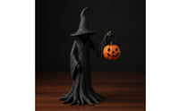 Witch Figurine with Pumpkin Spooky Hooded Witch Statue Gothic for Mantel