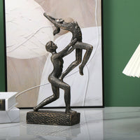 Gymnastics Lift Sculpture Timeless Home Accent Man Lifting Woman Statue Modern Design Abstract Couple Sculpture for Dancers, Office, Bookshelf