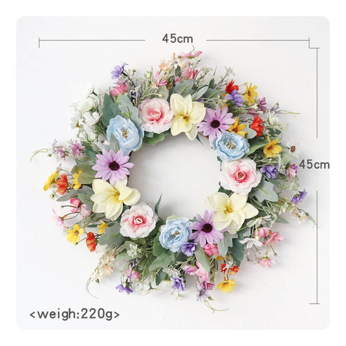 Lifelike Flowers Seasonal Blossom Wreath Vibrant Colors Artificial Flower Wreath Reusable for Wedding, Wall Decor, Party