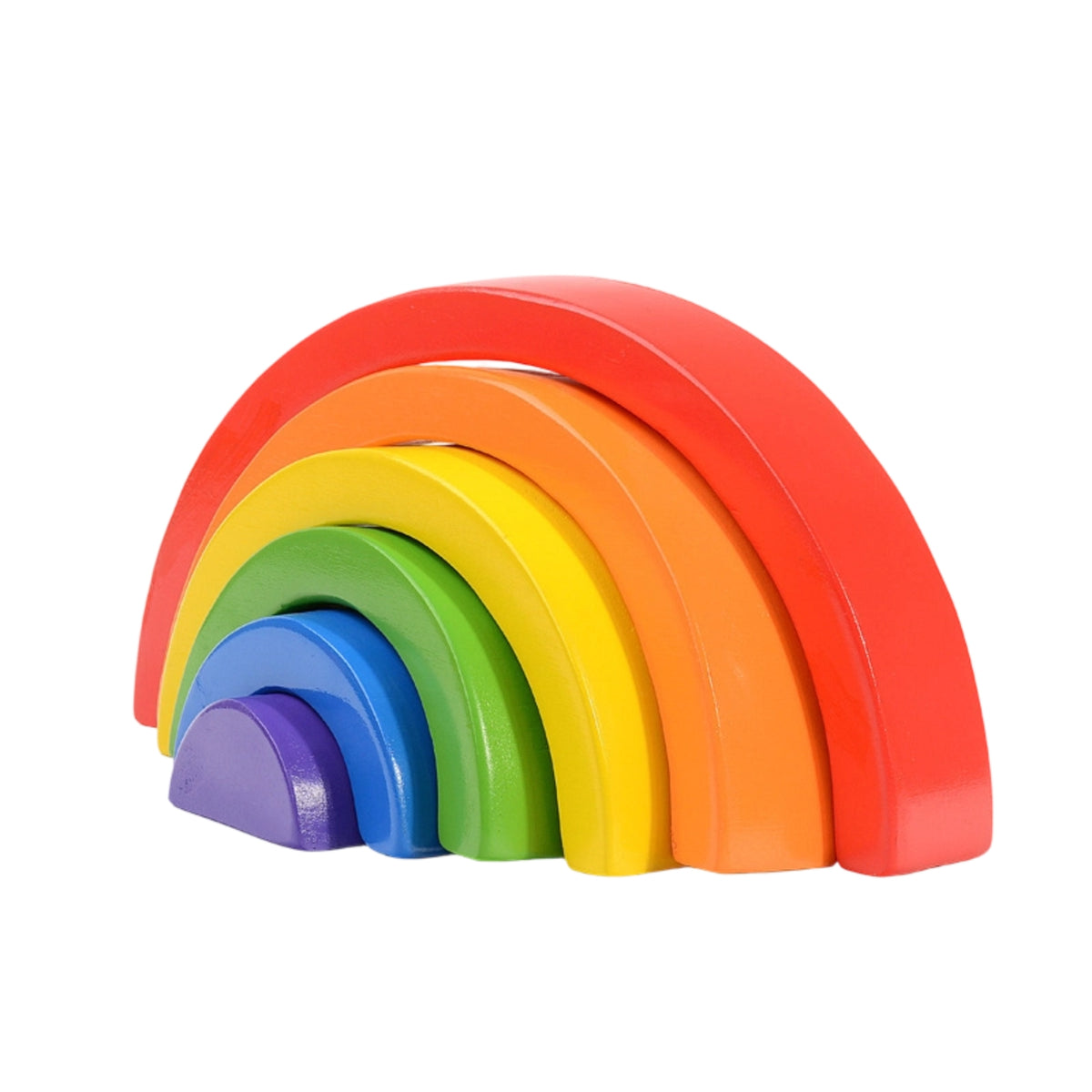 Smooth Wooden Rainbow Stacker Glossy Wooden Arch Stacker Child-Led Rainbow Stacking Toy Holistic for Classroom