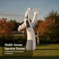 Outdoor Inflatable   | Spooky Black Printed Face, Tall White Body, Halloween Inflatable with Claws, for Lawn
