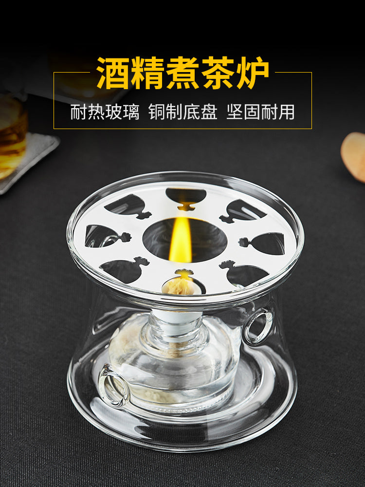 酒精炉煮茶壶家用煮茶器玻璃保温加热底座酒精灯烧水壶煮茶炉套装