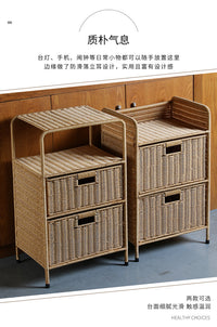 Nordic Style 3-Tier Plastic Rattan Bedside Cabinet