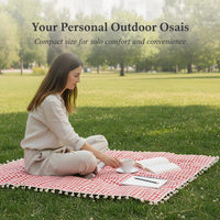 Red Plaid Picnic Blanket Outdoor Camping Mat Moisture-proof Thickened Fabric Pad