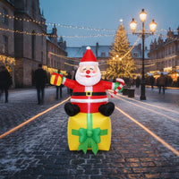 Santa Father Christmas with Candy Cane Inflate Inflatable Santa with Candy Cane Yard Decoration Festive Lighted for Homeowners