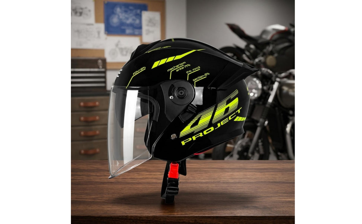 Ventilated Motorcycle Open Face Helmet | Adjustable, Helmet with Quick Release Buckle, for City Riding