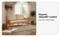 full wood Wood Frame Rattan side Sofa space-saving Size Cane Webbing Settee Woven siderests Living Room Furniture Minimalist Design for Guesthouse Owners, Apartment Dwellers, Lounge, Reception Area, Bedroom, Entryway