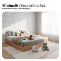 Headboard-Less Headboardless Wooden Frame Montessori Inspired Floor Bed Frame Lowheight Design Bedroom Furniture premium Wood Construction for Children, Toddlers, partners, child's Room, Small Spaces, Apartment, Nursery