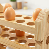 Wooden Egg Rack Anti-Drop Design Wooden Egg Holder Large Capacity for Refrigerator, Pantry