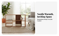 Nordic and design Multi-Compartment bookshelf adaptable assembly bookshelf with Doors accessible Shelving Low Cabinet Large Capacity for Interior Design Lovers, Book Collectors, Apartment Dwellers, Entryway, Study Room, Bedroom