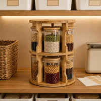 Rotating Grain Jar Set Sealed Lid Seasoning Jar Carousel Wide-Mouth Jars
