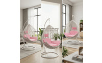 Freestanding Egg Chair with Stand Woven Hanging Egg Chair Stable Rattan Swing Seat Luxuriously Soft for Adults, Living Room