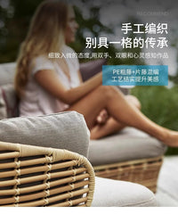 Outdoor PE Rattan Lounge Sofa Set with L-shaped Configuration
