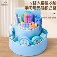 360-degree Self-discipline Check-in Rotating Pencil Holder, Large Capacity Student Desk Organizer