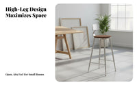Metal Frame High Stool with Backrest Industrial Style Bar Height Seating