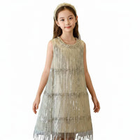 Fringe Dress Dressy Look   Tassel Dress Fully Lined Children's Clothing for Performance