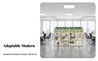 Multi-Functional Freestanding Partition Shelf with Planter Modern Design Freestanding Shelving Unit Hollow-out Design Room Divider Stylish Decor for Interior Designers, Office Workers, Restaurant, Entrance Hall, Lobby, Bedroom