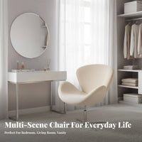 Scalloped Back Armchair Shell-Shaped Backrest Vanity Stool Padded Seat Modern Style for Homeowners, Teens, Bedroom, Home Office