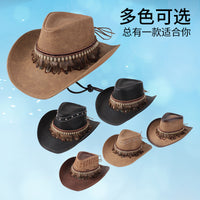 跨境新款夏季牛仔帽大沿复古罗马防晒太阳帽骑马野营大沿帽西部帽