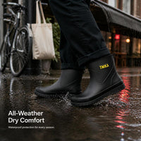 Men's Waterproof Non-Slip Mid-Calf Rain Boots for Work and Delivery