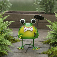 Iron Frog Garden Ornament Creative Design Metal Frog Statue Anti-Rust Coating