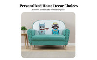 Comfortable Cushioning 3-Person Upholstered Couch Sturdy Construction Cartoon Print Settee Shape-Retaining Sofa Modern Design for Apartment Dwellers, Young Adults, Small Space, Reception Area, Bedroom, Playroom