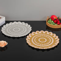 Gold Round Tray Elegant Ornate Fruit Plate Easy to Clean for Party