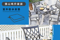 Waterproof Square Outdoor Chair Cushion with Yellow Stripe, Polyester, Sponge Filled