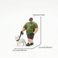 Man Walking Canine Figurine Dog Walking Figurine Portable Diorama Figure for Hobbyists