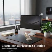 Cute Cat Figurine Lifelike Pose Realistic Kitten Model Multi-Purpose for Desktop, Car Dashboard, Bookshelf