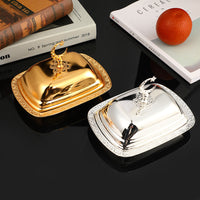 European Creative Covered Snack Plate Classic Light Luxury Pastry Tray Metal