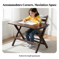 Foldable Design Foldable Workstation with Hutch No Assembly Required Study Table Space-Saving Writing Desk Sturdy & Safe for Students, Parents, Small Apartments, Bedroom, Home, Playroom