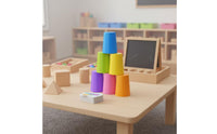 Interactive Cup Stacking Game Educational Stacking Game with Cards Colorful Toy Screen-Screenless for Children, Families, Toddlers, Home, Classroom, Party