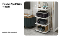 High-fidelity Amplifier Stand Multi-tier Equipment Rack with Rolling Wheels Heavy Duty Audio Shelf Stable Metal Frame Engineered Wood Shelves Suitable for Audiophiles Home Theater Enthusiasts Conference Rooms Office Use