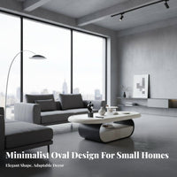 dual-level Oval Table Modern Minimalist design Living Room Furniture High-Gloss Finish Integrated Storage Shelf for Lounge Area