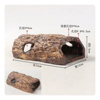 Hollow Tree Trunk Ornament Bark-Textured Aquarium Log for Reptiles
