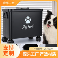 Cross-Border Pet Food Sealed Storage Box with Wheels Cat Food Bucket Moisture-Proof Insect-Proof Large Capacity Dog Food Container