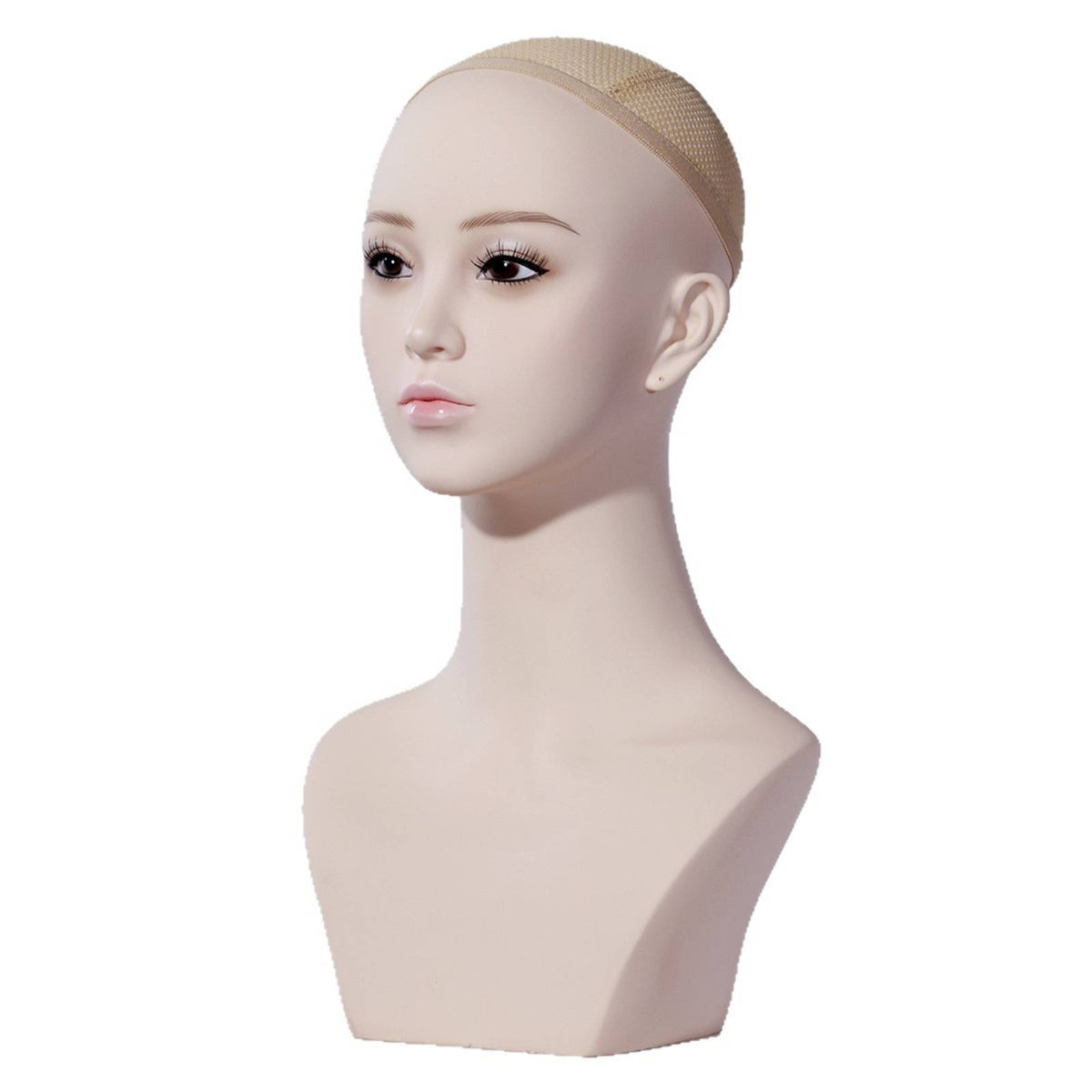 Mannequin Head with Shoulders Realistic Female Mannequin Head Defined Facial Features Display Bust with Shoulders for Cosplayers, Storefronts