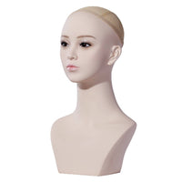 Mannequin Head with Shoulders Realistic Female Mannequin Head Defined Facial Features Display Bust with Shoulders for Cosplayers, Storefronts