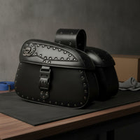 Secure Motorcycle Side Bags with Skull Emblem Hard-Sided Motorcycle Saddlebags with Lock Rugged Heavy-Duty for Daily Riding