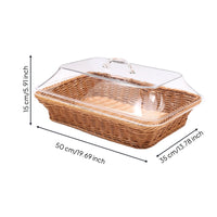 Bread Basket with Acrylic Lid Rectangular Bread Basket with Lid Hygienic for Dining Table