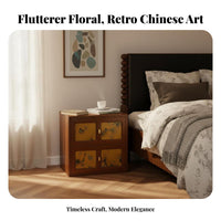Printed 2-Drawer Nightstand Oriental Pattern for Entryway, Homeowners, Students